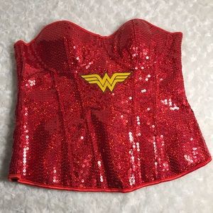 WONDER WOMAN DC comics sequin corset size M/L